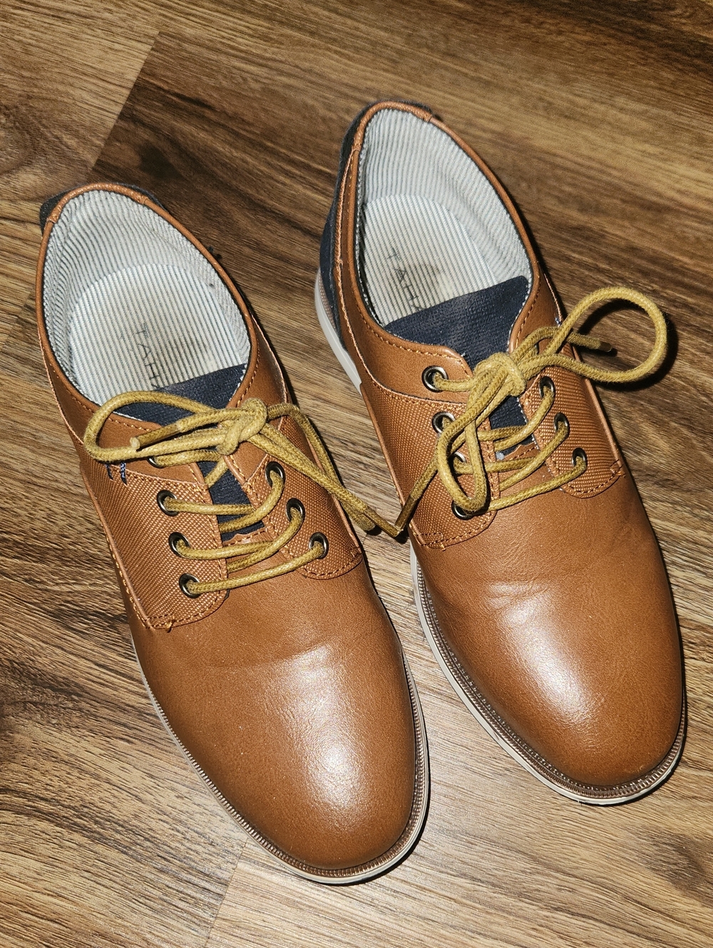 Tahari Boys' Tan Dress Oxfords with Brown Laces